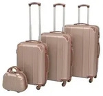 vidaXL Vierteiliges Hartschalen-Trolley-Set Champagner