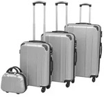 vidaXL Vierteiliges Hartschalen-Trolley-Set Silber