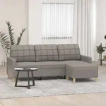 vidaXL 3-Sitzer-Sofa mit Hocker Taupe 180 cm Stoff