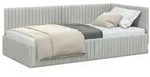 vidaXL Eckbettgestell mit Kopfteil Hellgrau 100 cm x 200 cm Samt