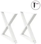 vidaXL Esstischbeine 2 St&uuml;ck Wei&szlig; 90x(72-73,3) cm Stahl