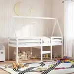 vidaXL Hochbett mit Dach Wei&szlig; 80x200 cm Massivholz Kiefer