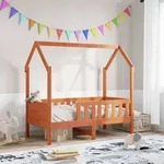 vidaXL Kinderbett Hausbett Wachsbraun 70x140 cm Kiefer