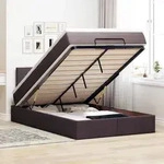 vidaXL Ottoman-Bett mit Matratze & LEDs Dunkelbraun 120x190 cm Stoff