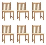 vidaXL Gartenst&uuml;hle 6 Stk. mit Kissen Massivholz Teak
