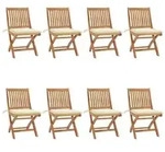 vidaXL Klappbare Gartenst&uuml;hle mit Kissen 8 Stk. Massivholz Teak