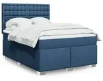 vidaXL Boxspringbett mit Matratze Blau 160x200 cm Stoff