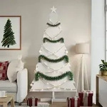 vidaXL Weihnachtsbaum zum Schm&uuml;cken Wei&szlig; 180 cm Massivholz Kiefer