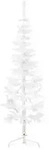 vidaXL K&uuml;nstlicher Halb-Weihnachtsbaum mit St&auml;nder Schlank Wei&szlig; 180 cm