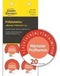 Pr&uuml;fplaketten 'N&auml;chster Pr&uuml;ftermin' 20__ Vinyl 30mm 10 Bogen/80 Etiketten rot