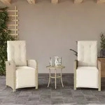 vidaXL Gartensessel mit Fu&szlig;teil 2 Stk. Verstellbar Beige Poly Rattan