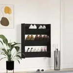 vidaXL Wand-Schuhschrank - Schwarz Eiche, 80 x 18 x 90 cm, aus Holzwerkstoff.