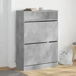 vidaXL Schuhschrank mit 2 Klappen Betongrau 80x34x116 cm