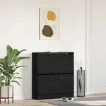 vidaXL Schuhkipper Schwarz Eiche 80x21x87,5 cm