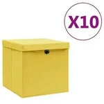 vidaXL Aufbewahrungsboxen mit Deckeln 10 Stk. 28x28x28 cm Gelb