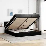 vidaXL Ottomane Bett mit Matratze & LEDs Schwarz 180x200 cm Stoff