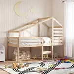 vidaXL Hochbett mit Dach 75x190 cm Massivholz Kiefer