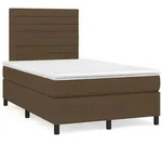 vidaXL Boxspringbett mit Matratze & LED Dunkelbraun 120x190 cm Stoff