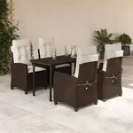 vidaXL 5-tlg. Garten-Essgruppe mit Kissen Braun Poly Rattan