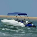 vidaXL 4-Bow Bimini Top Marineblau 243x(230-244)x137 cm