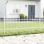 vidaXL Gartenzaun mit Speerspitzen Wei&szlig;, 5,1x0,6 m Stahl