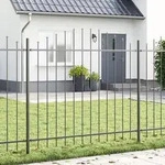 vidaXL Gartenzaun mit Bogenoberteil Grau 11,9x1,25 m Stahl