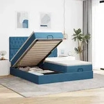 vidaXL Ottoman-Bett mit Matratzen Dunkelblau 160x200 cm Samt