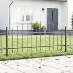 vidaXL Gartenzaun mit Bogenoberteil Grau 10,2x0,75 m Stahl