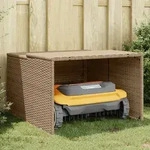 vidaXL M&auml;hroboter-Garage Beige 86x90x52/57 cm Poly Rattan