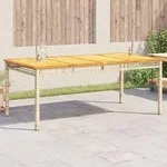 vidaXL Gartentisch Beige 180x90x75 cm Poly Rattan Akazienholz