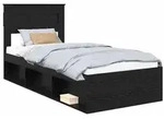 vidaXL Bettrahmen Schwarz 75 x 190 cm Massives Kiefernholz