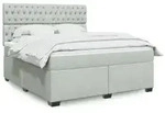 vidaXL Boxspringbett mit Matratze Hellgrau 180x200 cm Samt