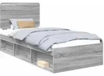 vidaXL Bettrahmen Graues Sonoma 100 x 200 cm Massives Kiefernholz