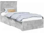 vidaXL Bettrahmen mit Kopfteil Beton Grau 90 x 190 cm Holzwerkstoff