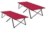 vidaXL Klapp Schlafbett f&uuml;rs Camping 2 pcs Rot 206 x 76 x 74 cm