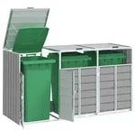 vidaXL M&uuml;lltonnenbox f&uuml;r 3 Tonnen Grau 216x81x115 cm Stahl