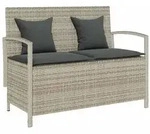 vidaXL Gartenbank mit Stauraum und Kissen Hellgrau Poly Rattan