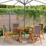 vidaXL Gartenstuhl Verstellbar 4 Stk. Anthrazit Stoff und Massivholz