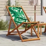vidaXL Strandstuhl Klappbar Blattmuster Massivholz Eukalyptus Stoff