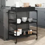 vidaXL K&uuml;chenwagen Schwarz 81,5x41x92,5 cm Holzwerkstoff