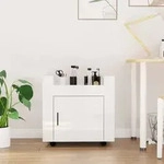 vidaXL B&uuml;rowagen Hochglanz-Wei&szlig; 60x45x60 cm Holzwerkstoff