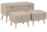 vidaXL Hocker mit Stauraum 3 Stk. Beige Stoff