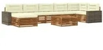 vidaXL Outdoor-Sofagarnitur mit Kissen 8 pcs Natur und Creme