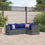 vidaXL 4-tlg. Garten-Lounge-Set mit Kissen Grau Poly Rattan