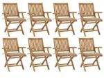 vidaXL Klappbare Gartenst&uuml;hle mit Kissen 8 Stk. Massivholz Teak