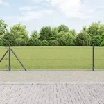 vidaXL Geklebter Drahtzaun mit 13 Flanschenpfosten Grau 0,4x100 m Stahl