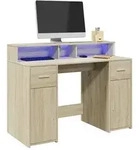 vidaXL LED-Schreibtisch Sonoma-Eiche 120x55x91 cm Holzwerkstoff