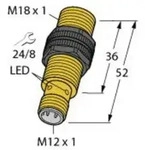 Turck Induktiver Sensor nicht b&uuml;ndig PNP, Schlie&szlig;er NI12U-S18-AP6X-H1141