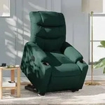vidaXL Relaxsessel mit Aufstehhilfe Elektrisch Dunkelgr&uuml;n Stoff