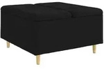 vidaXL Aufbewahrungsottomane mit Kissen Schwarz 80 x 80 x 45 cm Stoff